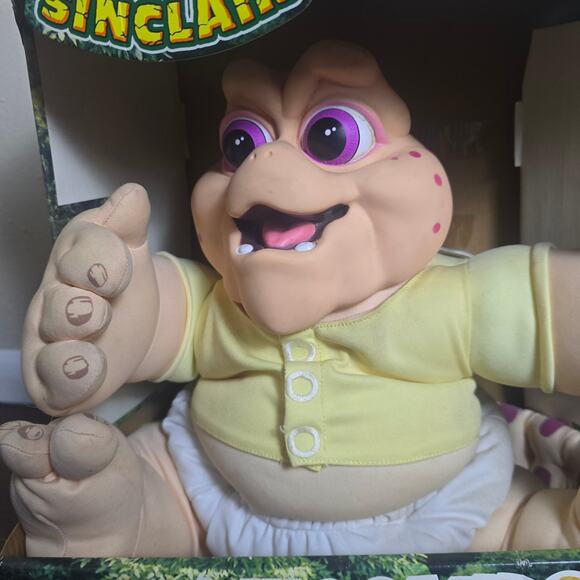 Vintage 1991 Hasbro Dinosaurs Talking Baby Sinclair Plush Toy In Box RARE WORKS - Picture 3 of 9